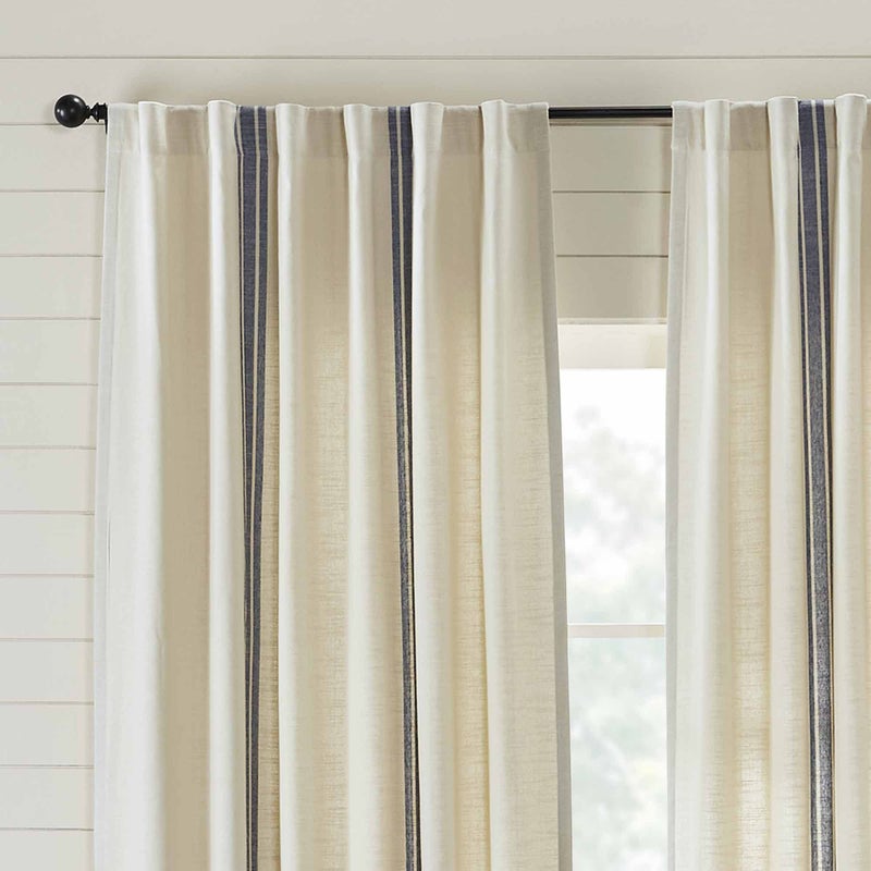 Piper Classics Market Place Blue Grain Sack Stripe 63" Curtain Panels - Image 5
